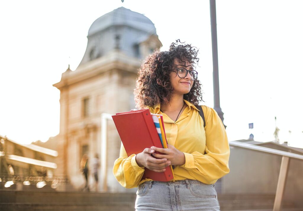 Student standing outside