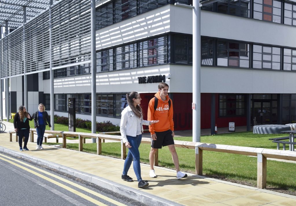 Students walking on campus