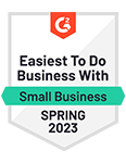 G2 Badge - Easiest to do Business with SMB Spring 2023